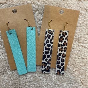 Handmade leather faux earrings